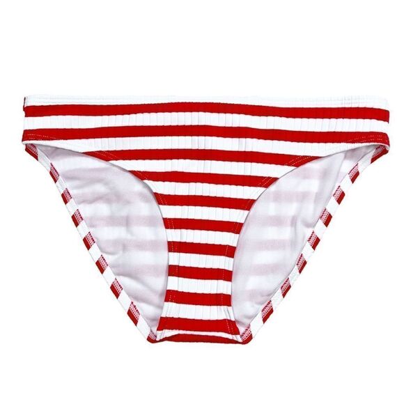 Roxy Hello July Red Striped Full Bikini Bottoms Size Small - Picture 4 of 7